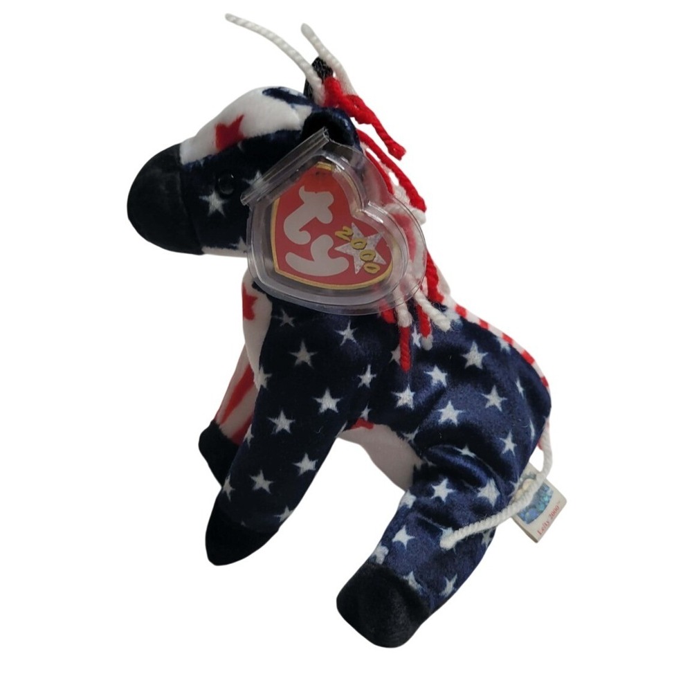 Ty Beanie Baby LEFTY 2000 Election Plush Donkey Patriotic Democrat Lot of 6